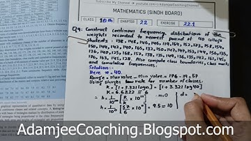 NEW Math 10th Exercise 22.1 Q.9 | BASIS STATISTICS | FREQUENCY DISTRIBUTION |