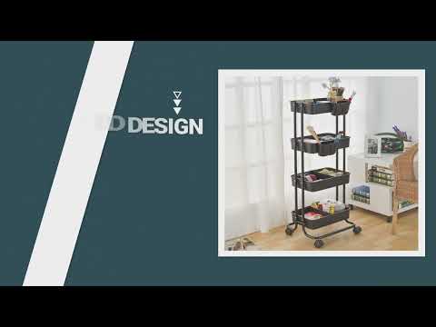 4-Tier Utility Cart with Basket Dividers