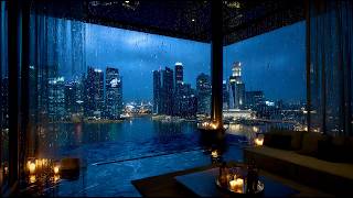 Singapore Luxury Apartment | Rain on Glass & City Glow at Night | 1 Hour screenshot 4