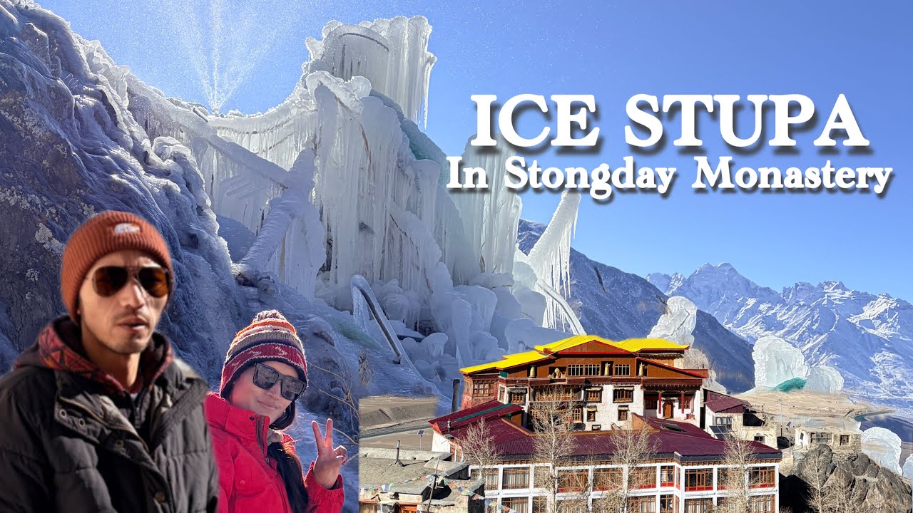 ICE STUPA in Stongday Monastery 🧊#monastery #stupa #couple #travel #happiness @Zanskari_Couple 