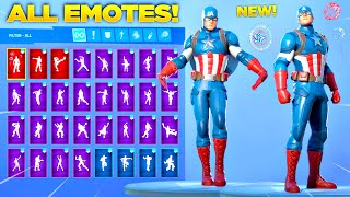 *NEW* CAPTAIN AMERICA Skin Showcase with All Fortnite Dances \& Emotes! (Chapter 2 Season 3)