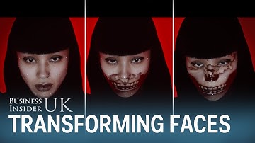 This projector tracks and transforms human faces in real time at super fast speeds