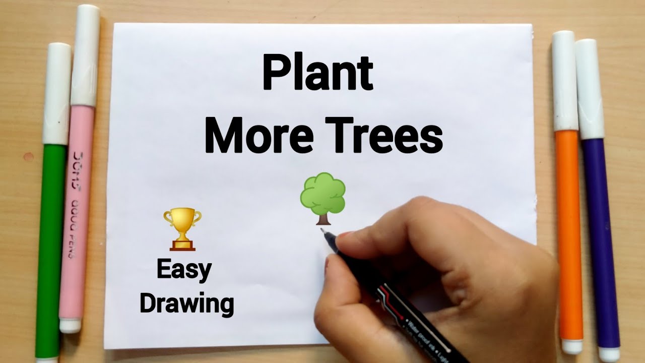 Plant More Trees Sign. Hand Drawn Vector Drawing and Lettering. Stock  Vector - Illustration of save, drawing: 157825356