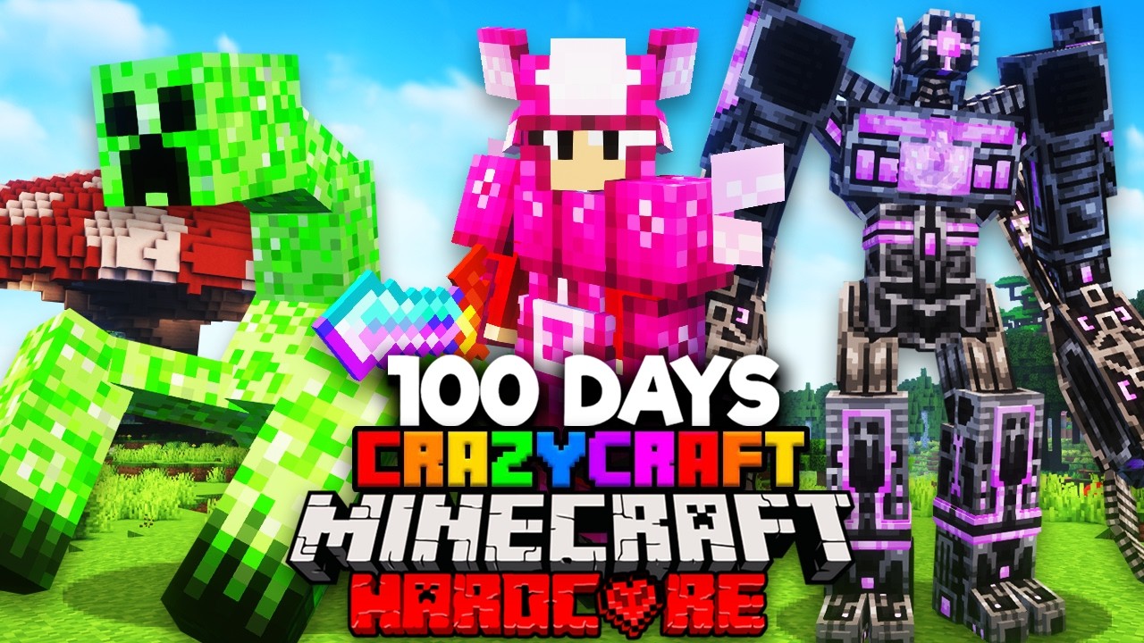 WATCH: I Survived 100 Days In CRAZY CRAFT In Minecraft Hardcore!