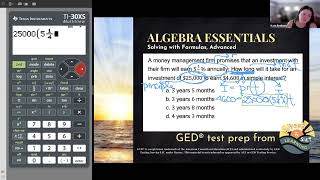 GED® Math: Find Time with Simple Interest Formula (1.5, Adv, #9)