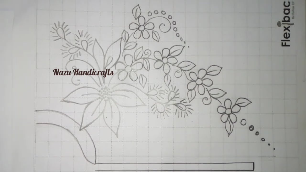 Border and embroidery flower design drawing for dress/Table cloth/bed sheet/nokshi katha. YouTube