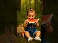 Cutest Baby Eating Watermelon 🍉😂 with Bunny | Funny Baby Video Shorts