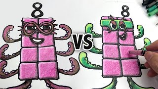 How to Draw Octoblock VS Octonaughty : Numberblocks 8