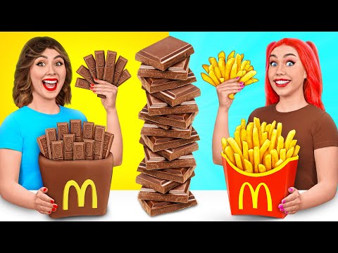 Челлендж. Шоколадная еда vs. Настоящая еда | Сумасшедший челлендж от Multi DO Challenge