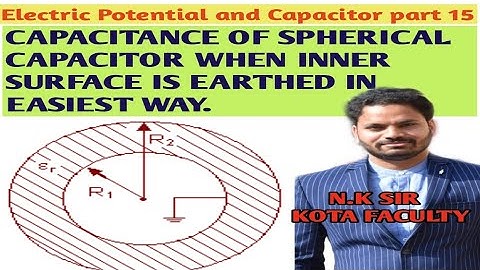 Capacitance of a spherical capacitor whose inner sphere is grounded|earthed|N.K Sir|part 15