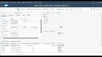 Vendor Credit memo in SAP