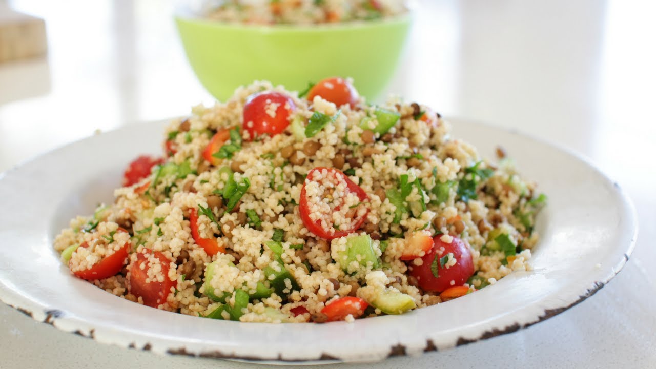 Lentil Capsicum Mint Couscous Salad Youtube