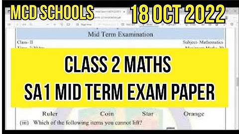 Class 2 Maths Sa1 paper || Mid term exam || SA-1 maths Exam paper with solution