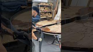 De-molding a 75” round epoxy river table #epoxytable #rivertable #elmslabs #woodworking