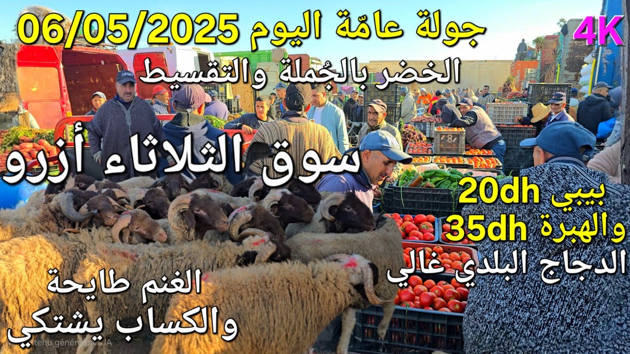 أثمنة الغنم والدجاج واللحوم والخضر سوق الثلاثاء أزرو اليوم 06/05/2025