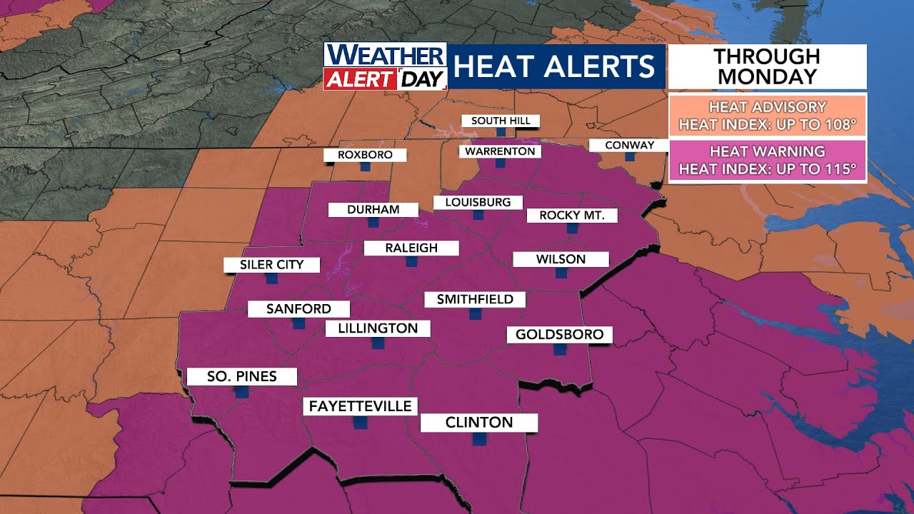 Most of central and eastern North Carolina are under an extreme heat ...