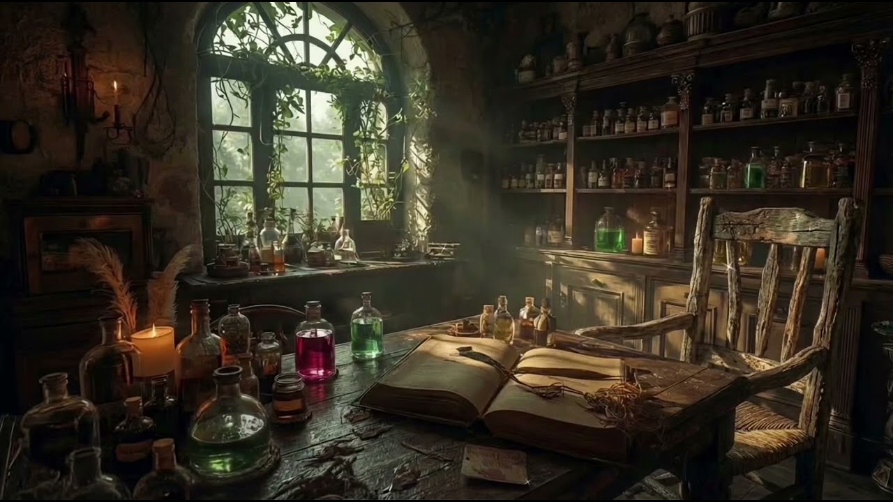 Witch’s Apothecary Ambience 🌙 3 Hours | Cozy Potion Shop for Sleep, Study & Relaxation