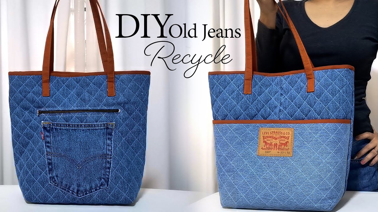 DIY Old Jeans Recycle Tote Bag | Sewing Tutorial - YouTube