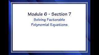 Celebrity Math 990 Module 6 Section 7 - solving quadratic equations Profile