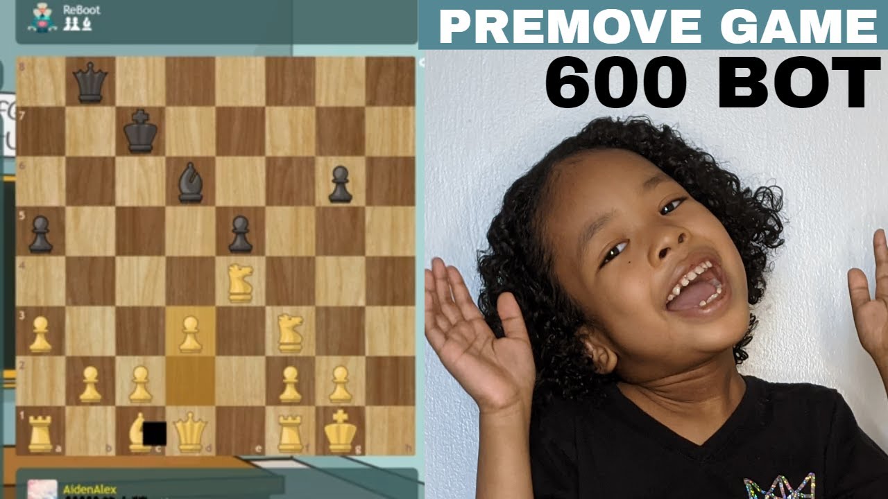 Incredible 6 Year old PREMOVES & Defeats 600 Rated Bot Reboot - Chess Kids
