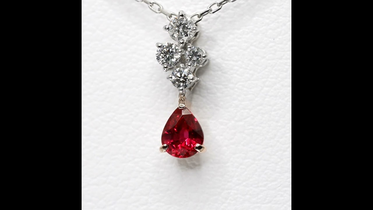 非加熱ルビー ダイヤモンドネックレス R 0.29ct D 0.12ct 45cm Pt900 