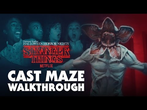 Stranger Things Cast Gets Scared during Maze Walkthru - Halloween Horror Nights 2018