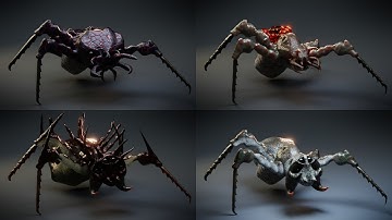 Four Variations of an Alien Spider Creature    Walk Animation   Blender 2.3