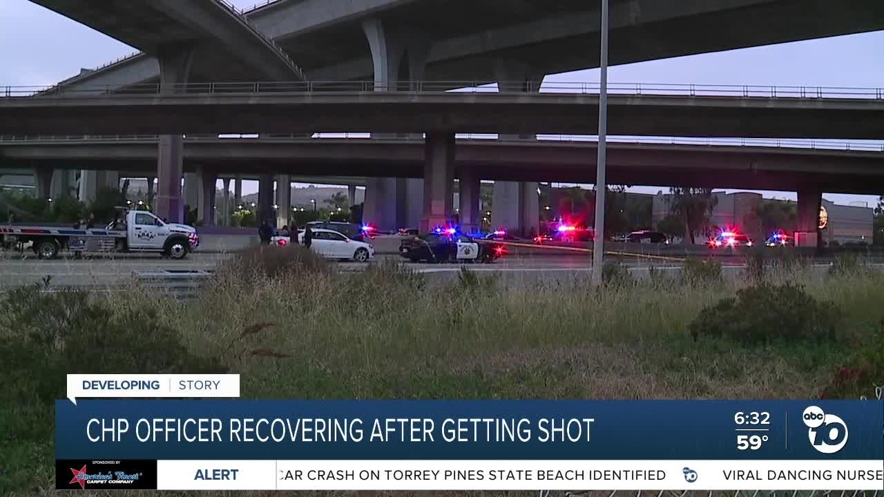 CHP officer recovering after being shot on freeway - YouTube