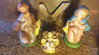 Vintage Chalkware 10 PC Nativity w/Manger Italy