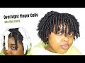 OVERNIGHT FINGER COILS 💚 Rag Curls for beginners | type 3c 4a low porosity natural hair