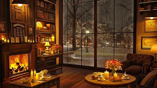 ̣Rainy Night at Cozy Coffee Shop Ambience with Relaxing Piano Jazz Instrumental Music for Study,Work