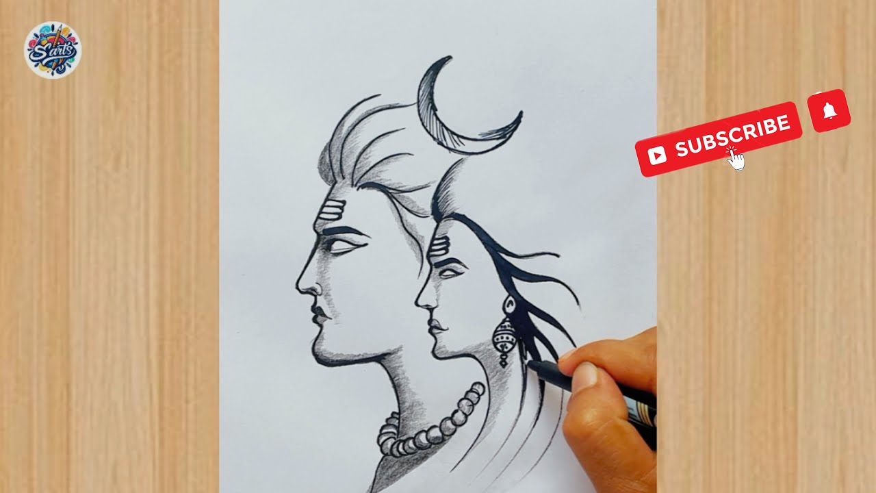 Shiv Parvati Drawing Step by Step | Easy Mahadev Parvati Sketch | Pencil Art for Beginners