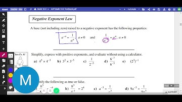Math 10-C Unit 1 Lesson 10 Negative Exponents (Missing a Couple of Examples)