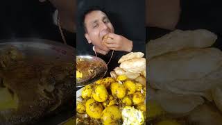 EATING SPICY EGG GHEE ROAST WITH PURI | BIG FISH FRY | SPICY? MIRCHI, asmr , shorts