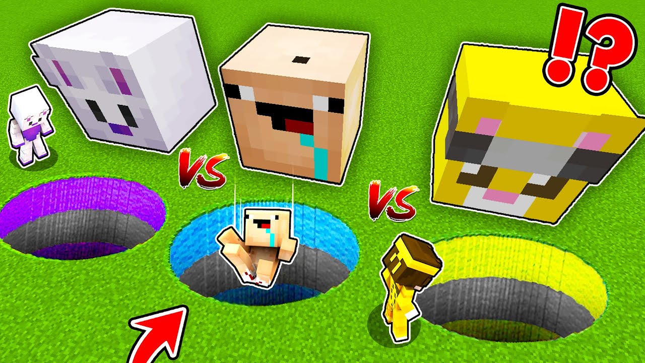 MINECRAFT RETO DEL AGUJERO INCORRECTO: ¿QUIEN ES EL MEJOR? 🏆 BEBE NOOB, MICHI MIAU O CAPITAN WINKI 😂