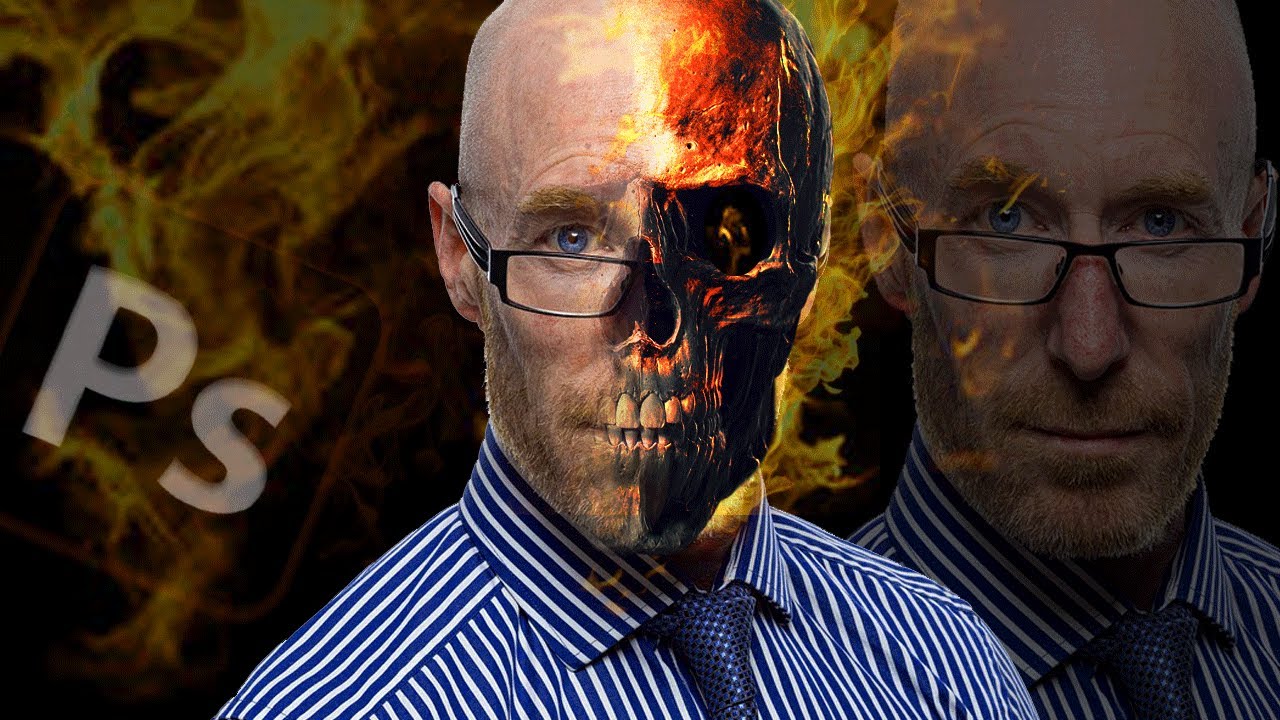 Skull with Fire Effect on Face using Photoshop Urdu/Hindi