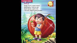 Apple 🍎| Apple round Apple red English Nursery Rhymes for Children’s | Lkg | Ukg | English #shorts