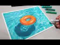 오일파스텔로 시원한 수영장 그리기 / Drawing a Cool Swimming Pool with Oil Pastel