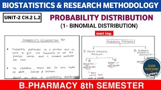 Probability Distribution- BINOMIAL DISTRIBUTION | Unit-2 Ch.2 | Biostatistics b pharm 8th semester