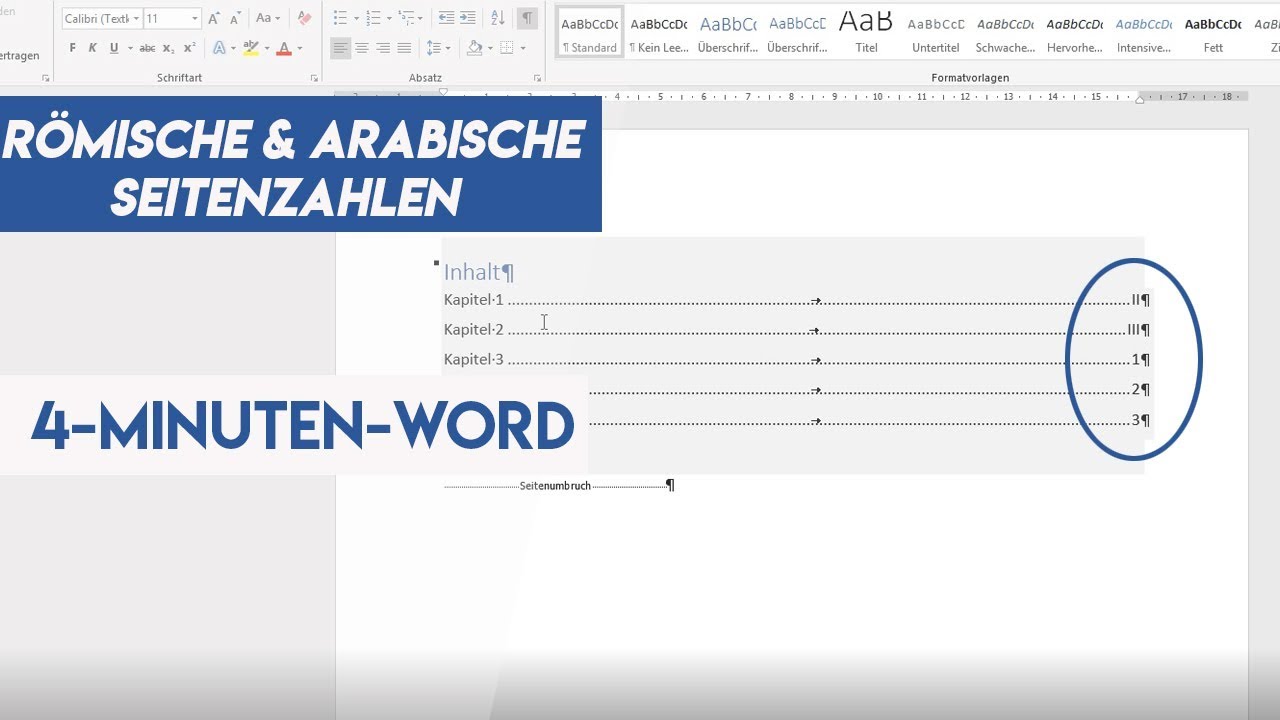 Romische Arabische Seitenzahlen In Einem Dokument Microsoft Word Youtube