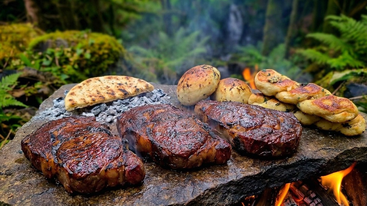Three Ways to Prepare Steak and Bread: Rustic Forest Cooking