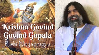 Video thumbnail of "Krishna Govind Govind Gopala/ Narayan Narayan - Rishi Nityapragya at Sumeru Sandhya, Faridabad"