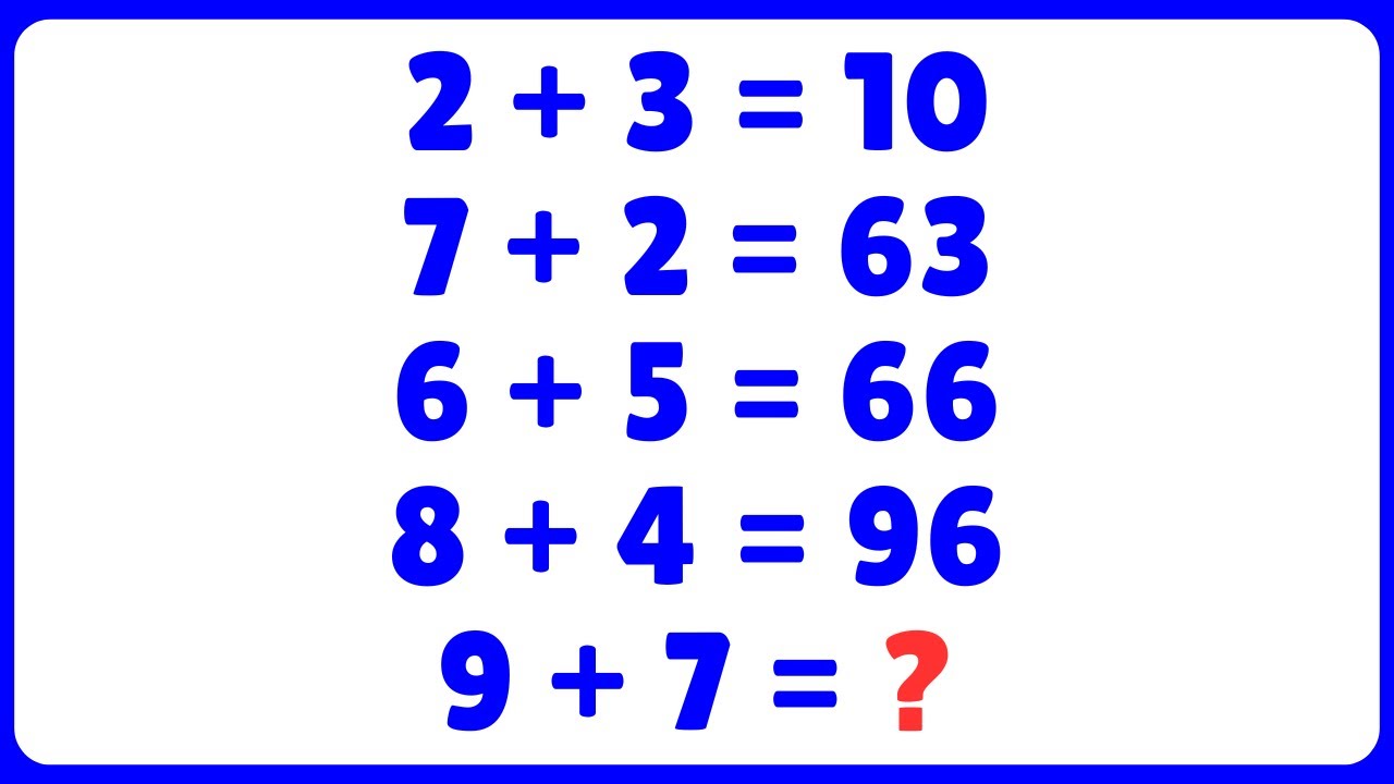 9 + 7 = Teste de Raciocínio Lógico - YouTube