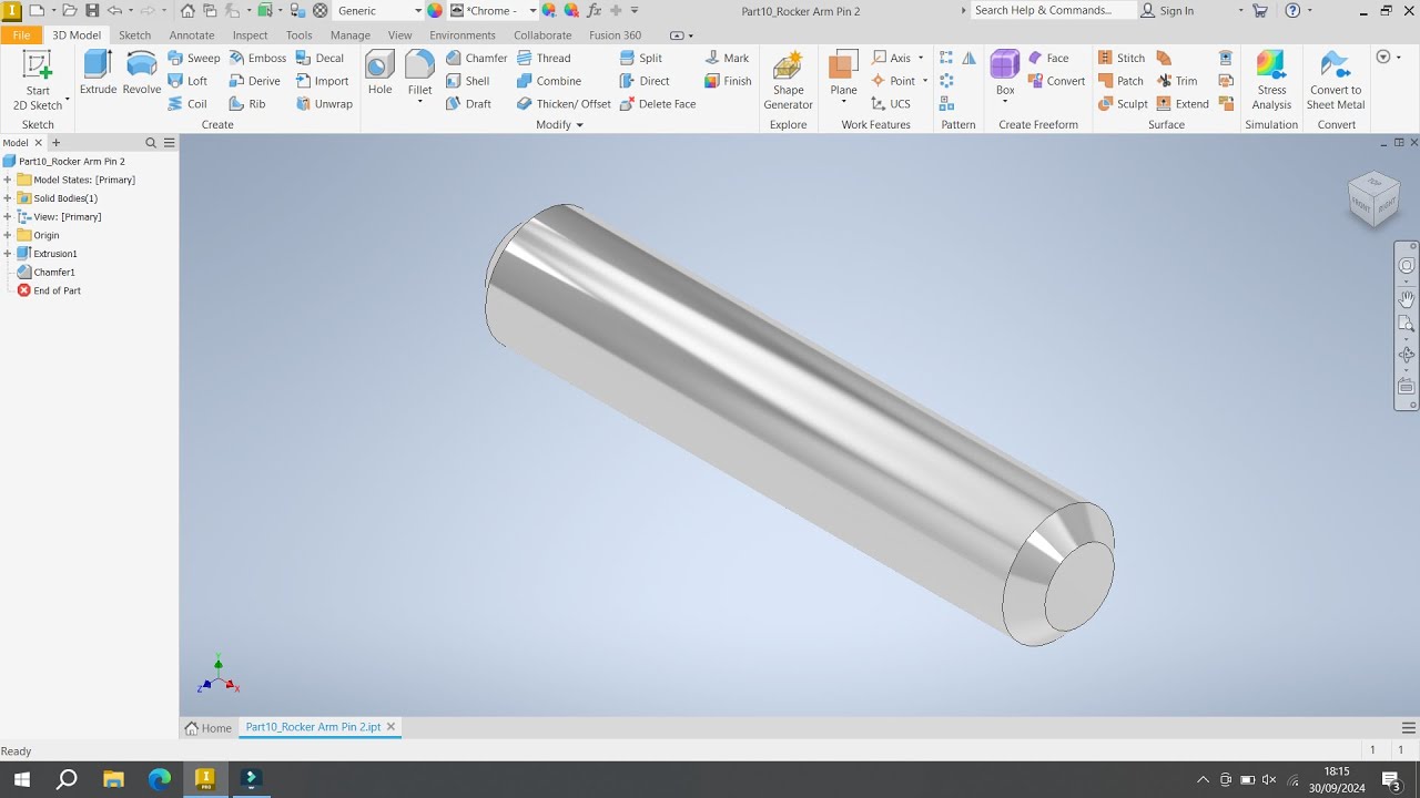 Inventor Tutorial V6 Engine : Rocker Arm Pin 2 [Part 10] - YouTube
