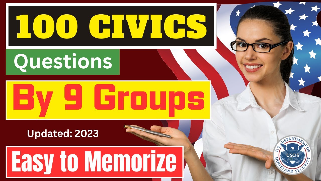 100 Civics Questions 2023 by 9 Groups for the US Citizenship interview ...