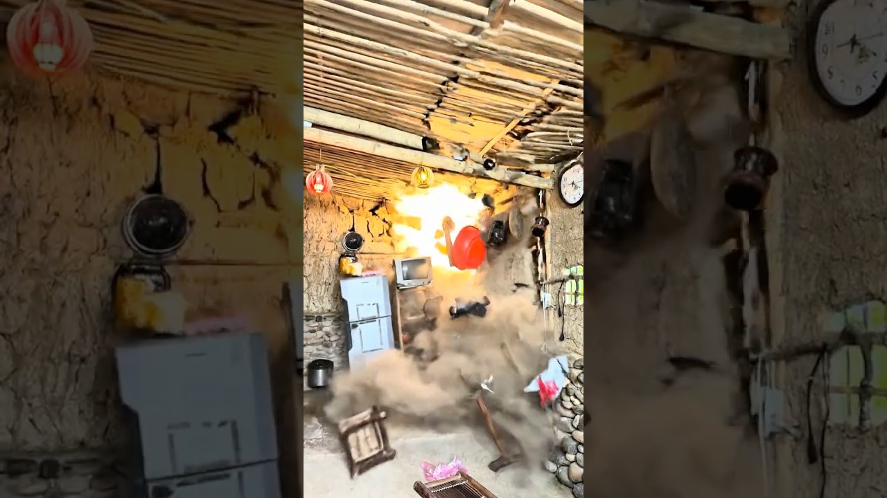 Tragic House Collapse After Natural Disaster – Heartbreaking Struggle of a Poor Family 