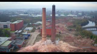 Castleford Chimney Demolition Aerial Video by Drone