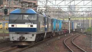 JR貨物 EF210-7+EF210-107 重連貨物列車(950レ 桃太郎重連) 熱田駅通過