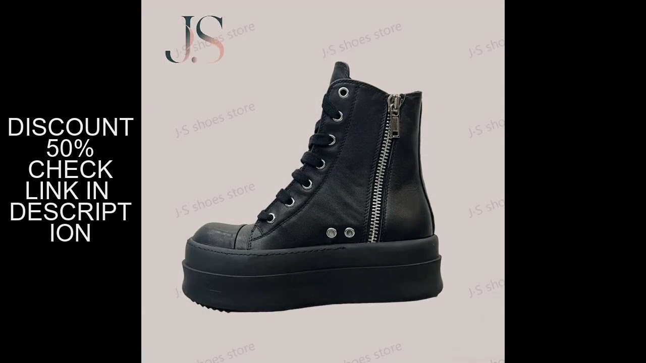 Ro Classic Men Shoe Ankle Boot Women Sneaker High Top Casual Shoes Zip Lace Up 6cm Thick Sole Boots