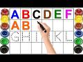 Alphabet, ABC song, abcd, a to z, Kids rhymes, collection for writing along dotted lines for toddler